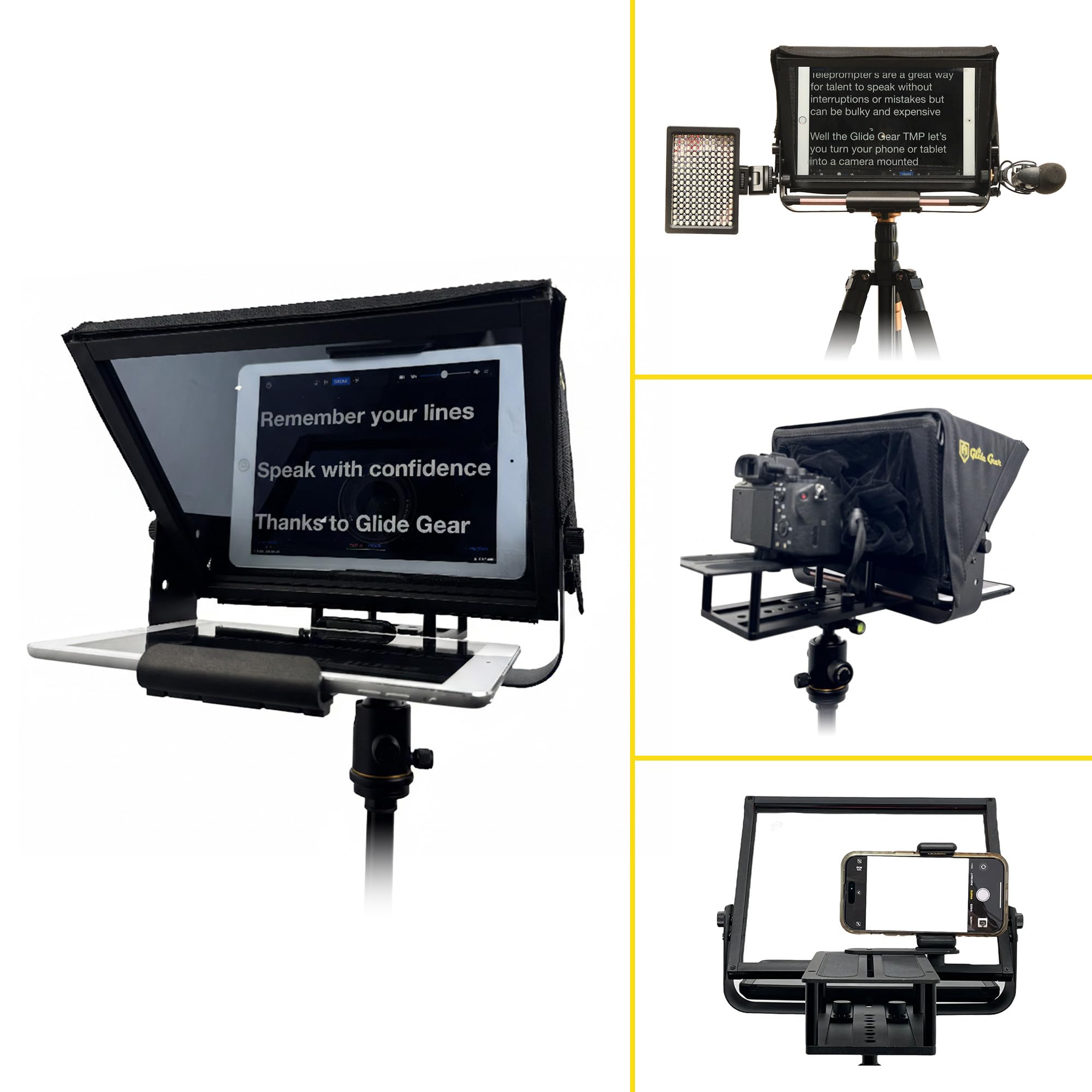 Glide Gear Teleprompter TMP 100 – DSLR, tablet, smartphone – vidro